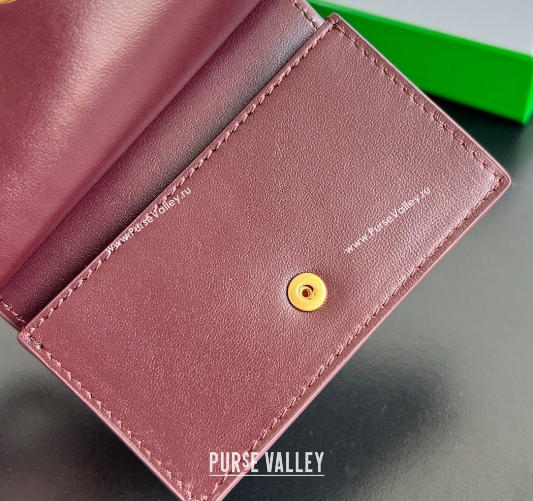 Bottega Veneta Solstice Business Card Case in Intrecciato Leather Barolo Red 2025 810596 (WT-251119080)