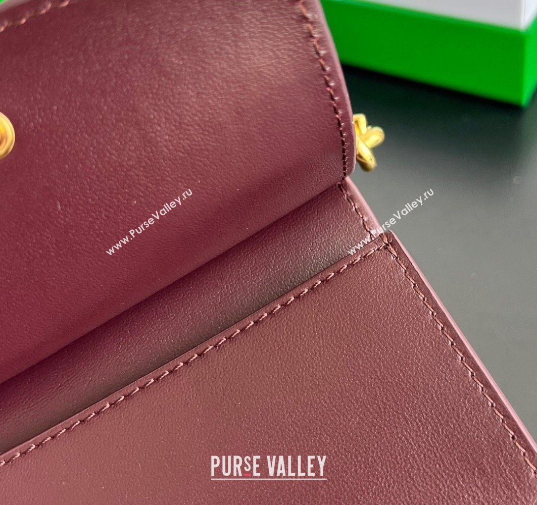 Bottega Veneta Solstice Business Card Case in Intrecciato Leather Barolo Red 2025 810596 (WT-251119080)