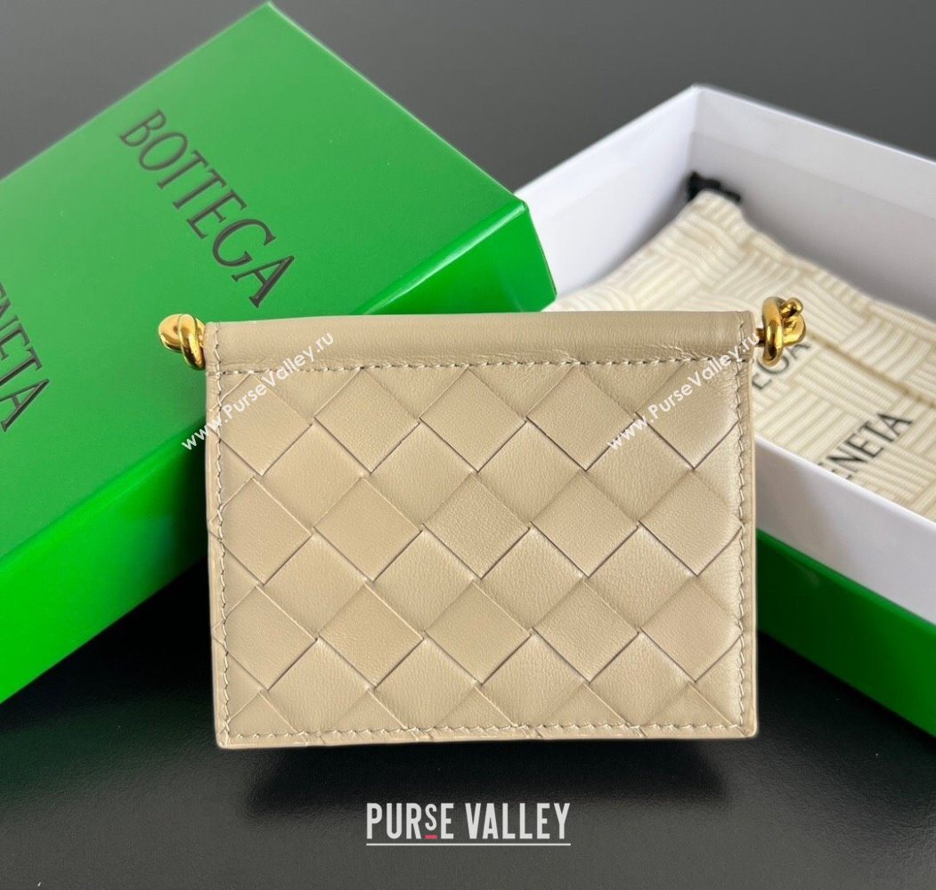 Bottega Veneta Solstice Business Card Case in Intrecciato Leather Beige 2025 810596 (WT-251119081)