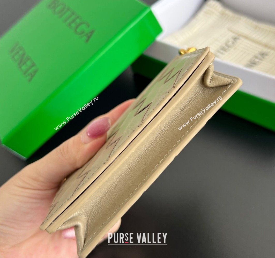 Bottega Veneta Solstice Business Card Case in Intrecciato Leather Beige 2025 810596 (WT-251119081)