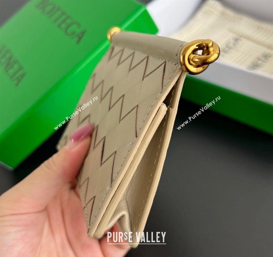 Bottega Veneta Solstice Business Card Case in Intrecciato Leather Beige 2025 810596 (WT-251119081)