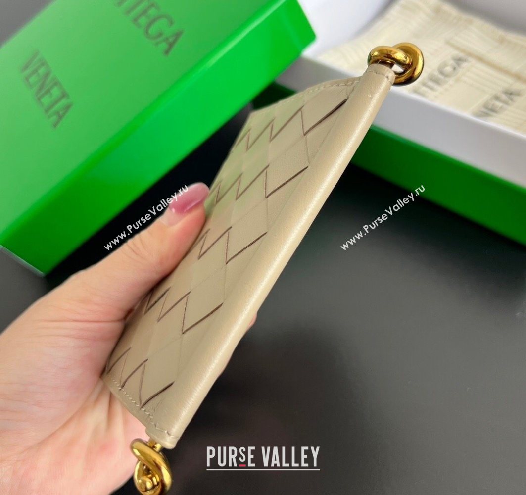 Bottega Veneta Solstice Business Card Case in Intrecciato Leather Beige 2025 810596 (WT-251119081)