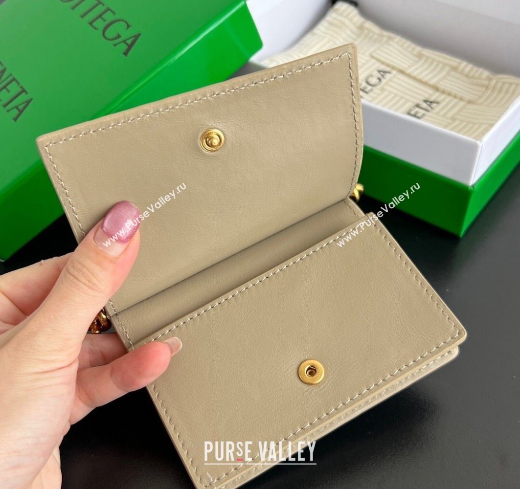 Bottega Veneta Solstice Business Card Case in Intrecciato Leather Beige 2025 810596 (WT-251119081)