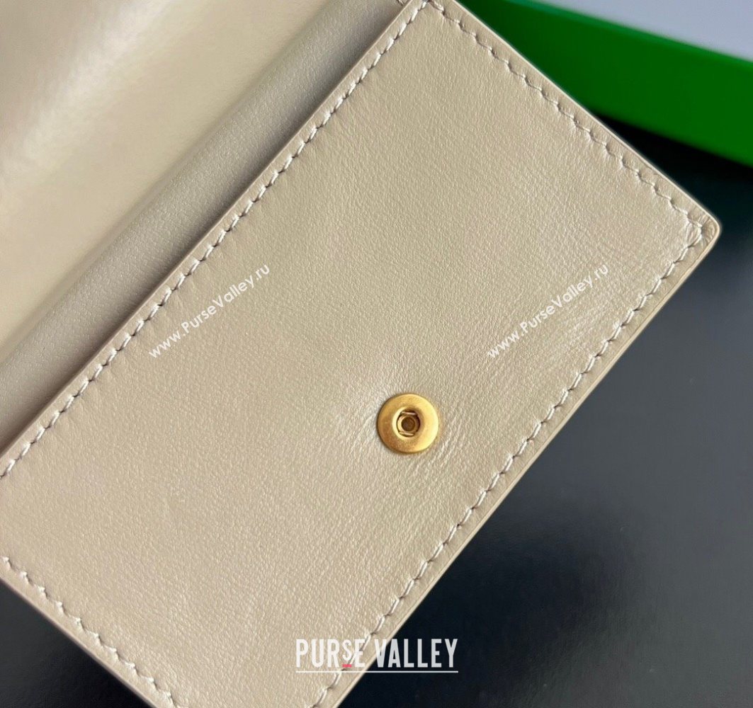 Bottega Veneta Solstice Business Card Case in Intrecciato Leather Beige 2025 810596 (WT-251119081)