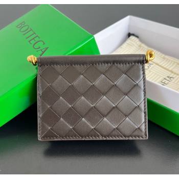 Bottega Veneta Solstice Business Card Case in Intrecciato Leather Fondant Brown 2025 810596 (WT-251119082)