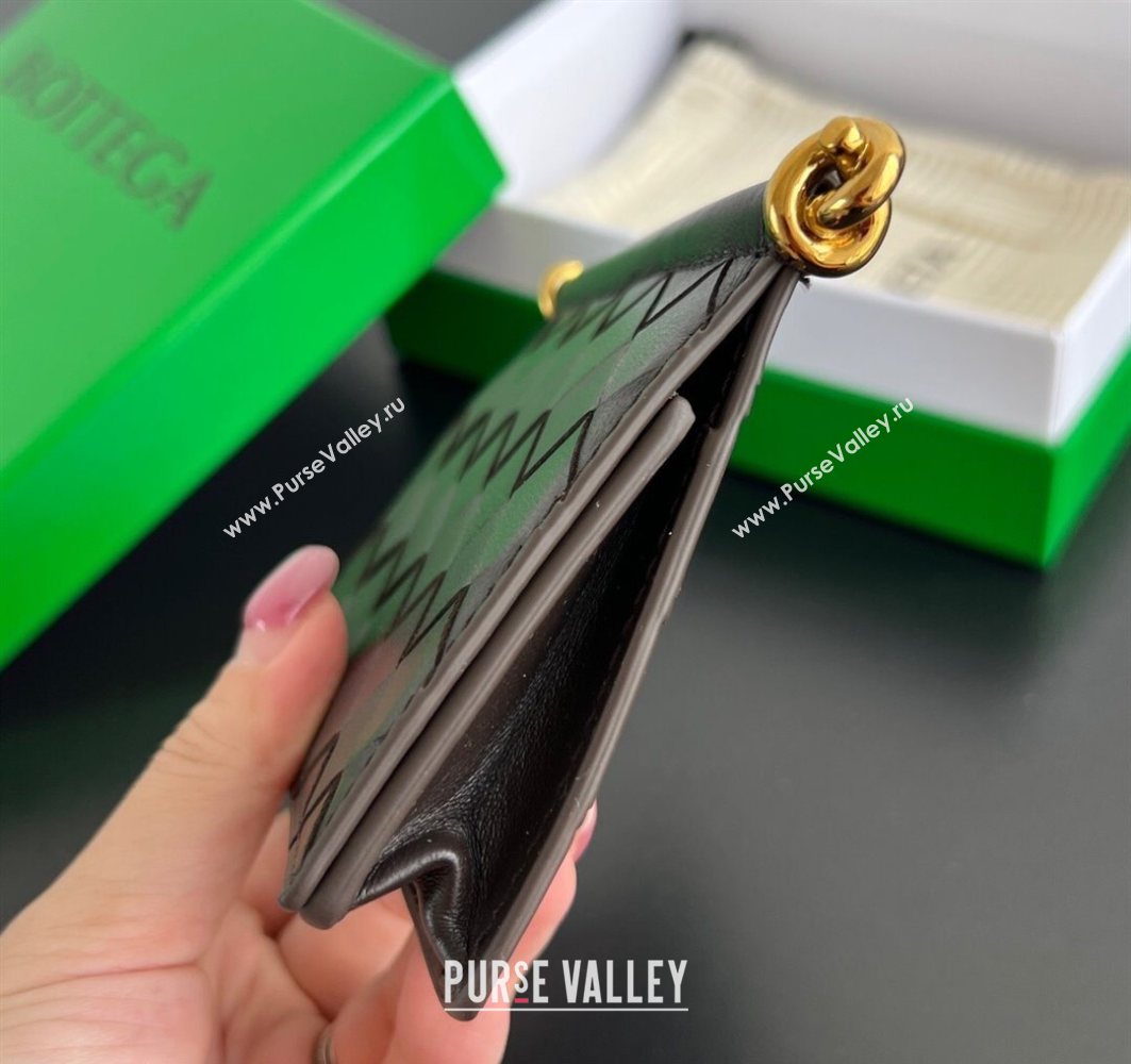 Bottega Veneta Solstice Business Card Case in Intrecciato Leather Fondant Brown 2025 810596 (WT-251119082)