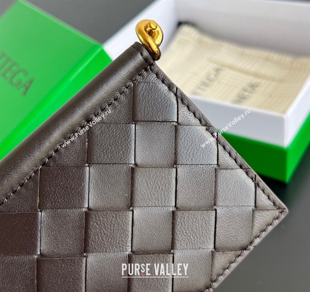Bottega Veneta Solstice Business Card Case in Intrecciato Leather Fondant Brown 2025 810596 (WT-251119082)