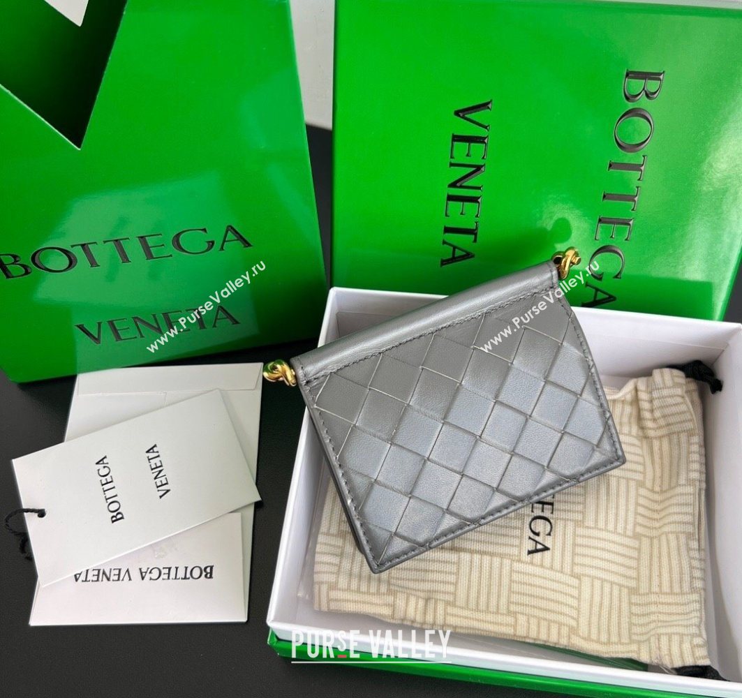 Bottega Veneta Solstice Business Card Case in Intrecciato Leather Grey 2025 810596 (WT-251119083)