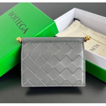 Bottega Veneta Solstice Business Card Case in Intrecciato Leather Grey 2025 810596 (WT-251119083)