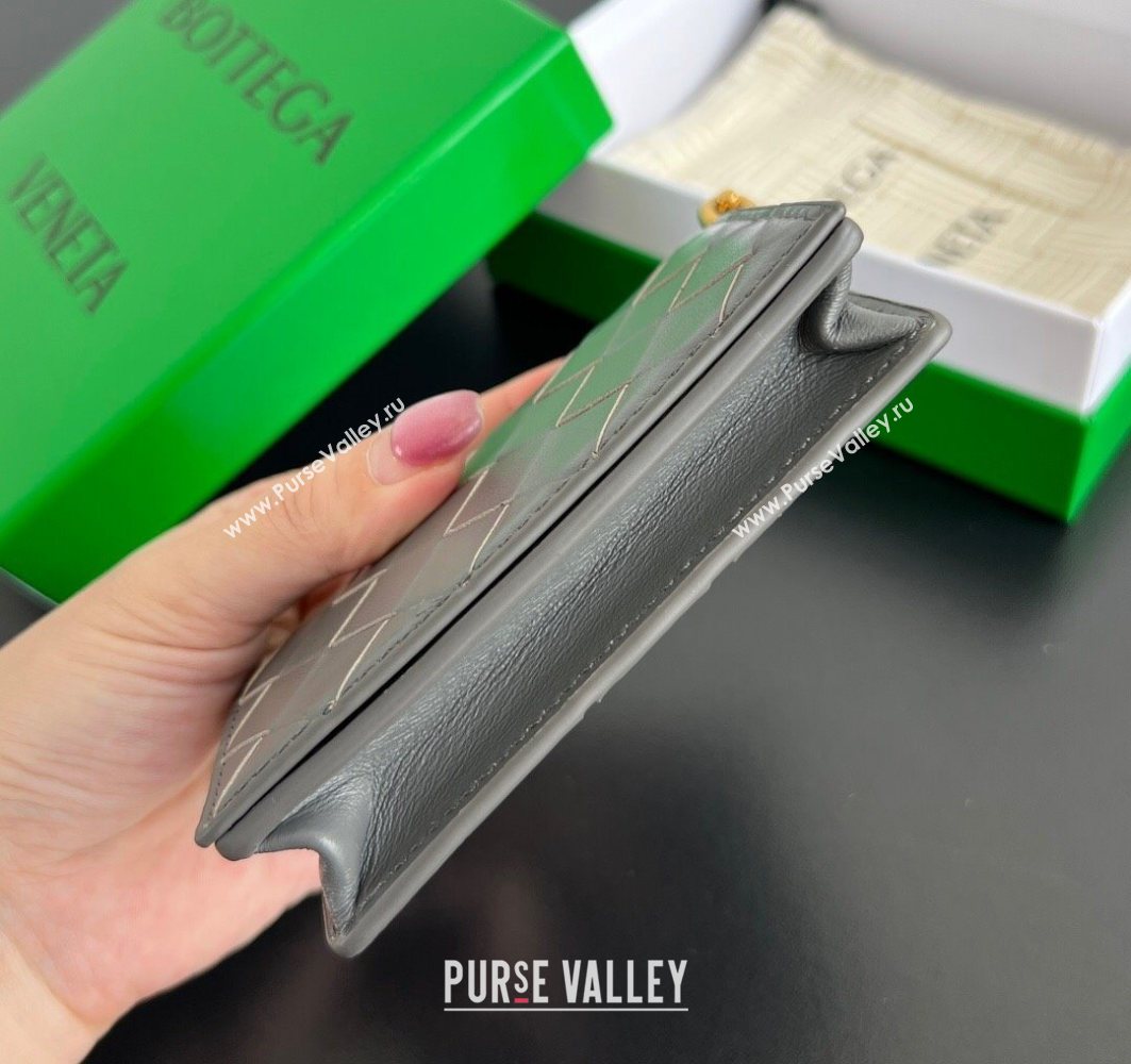 Bottega Veneta Solstice Business Card Case in Intrecciato Leather Grey 2025 810596 (WT-251119083)