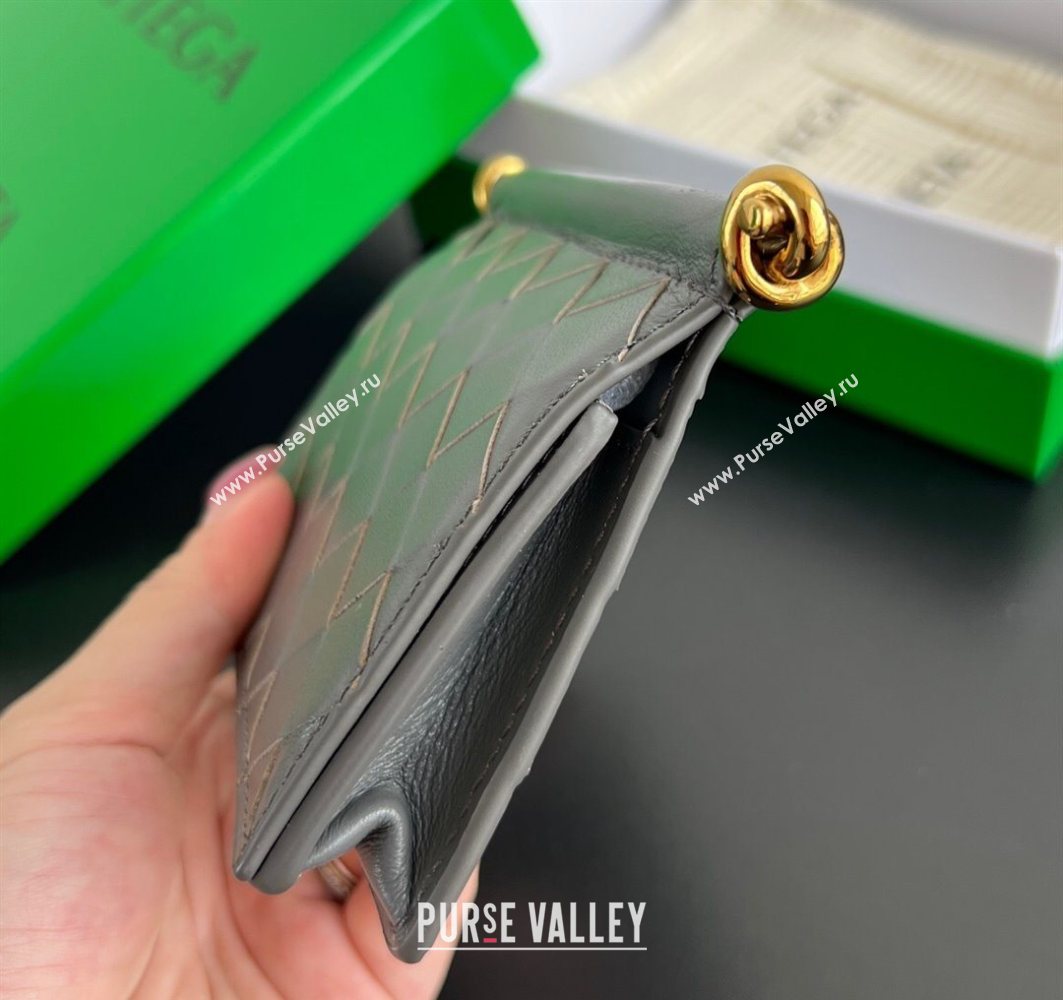 Bottega Veneta Solstice Business Card Case in Intrecciato Leather Grey 2025 810596 (WT-251119083)