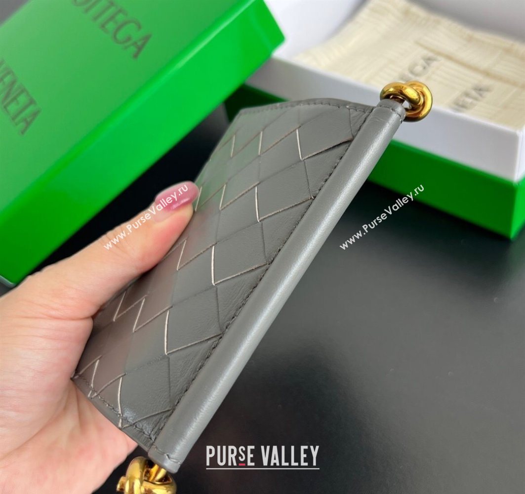 Bottega Veneta Solstice Business Card Case in Intrecciato Leather Grey 2025 810596 (WT-251119083)