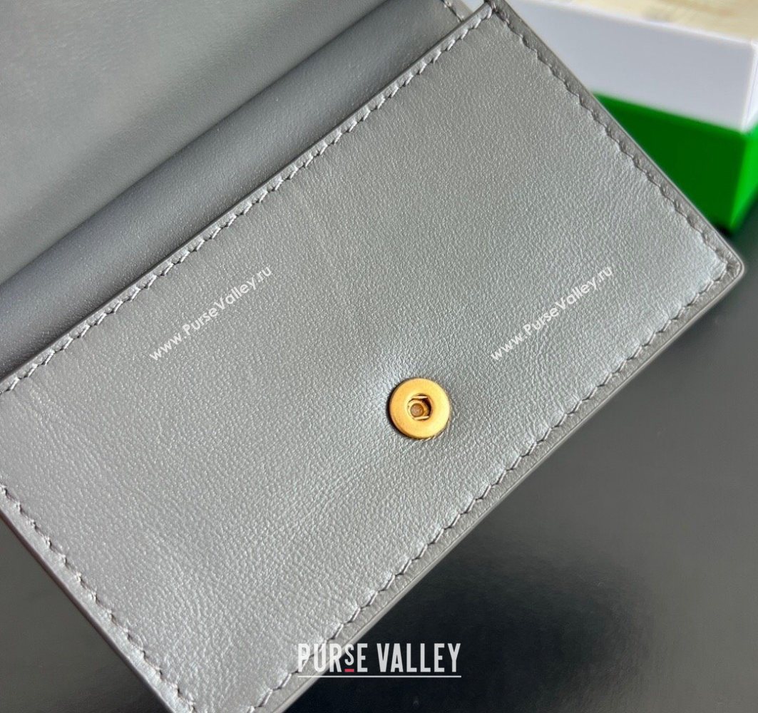 Bottega Veneta Solstice Business Card Case in Intrecciato Leather Grey 2025 810596 (WT-251119083)