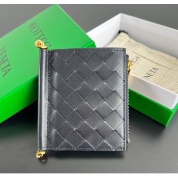 Bottega Veneta Solstice Small Bi-Fold Wallet in Intrecciato Leather Blue 2025 788055 (WT-251119067)