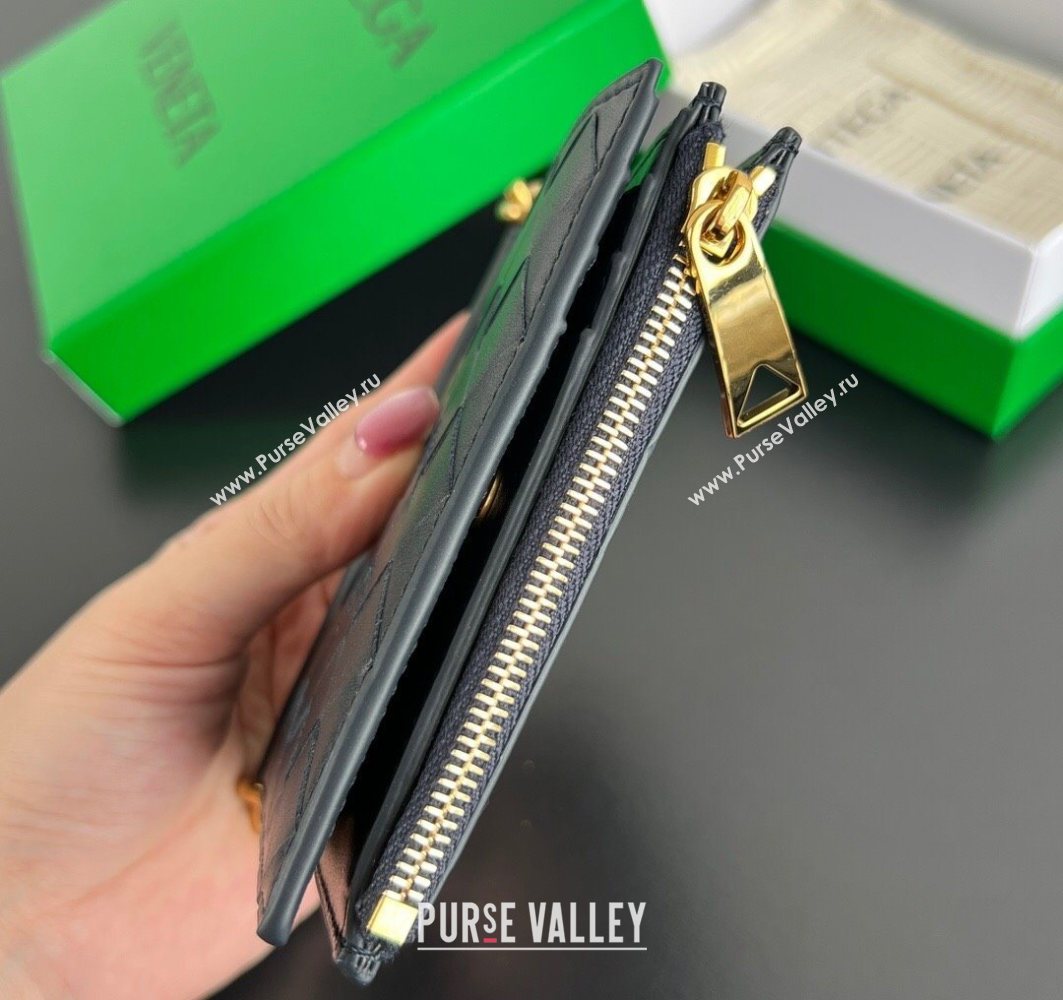 Bottega Veneta Solstice Small Bi-Fold Wallet in Intrecciato Leather Blue 2025 788055 (WT-251119067)