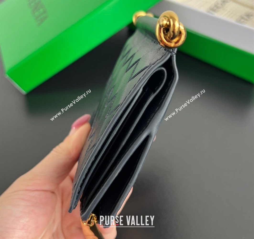 Bottega Veneta Solstice Small Bi-Fold Wallet in Intrecciato Leather Blue 2025 788055 (WT-251119067)