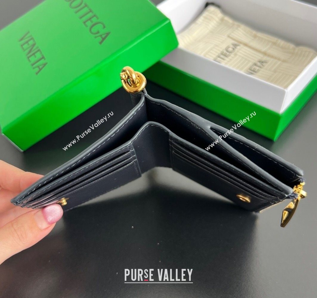 Bottega Veneta Solstice Small Bi-Fold Wallet in Intrecciato Leather Blue 2025 788055 (WT-251119067)