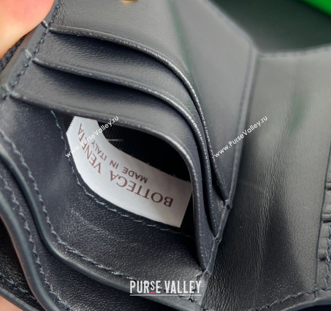 Bottega Veneta Solstice Small Bi-Fold Wallet in Intrecciato Leather Blue 2025 788055 (WT-251119067)