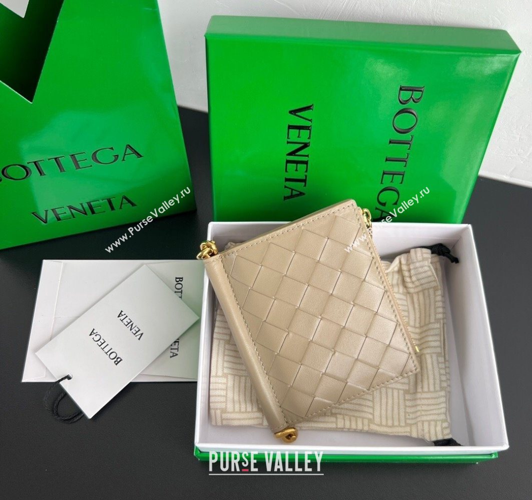 Bottega Veneta Solstice Small Bi-Fold Wallet in Intrecciato Leather Beige 2025 788055 (WT-251119068)