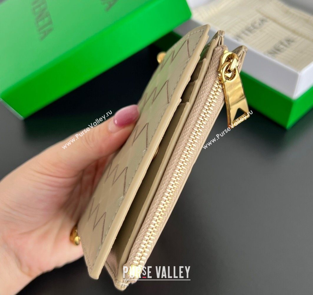 Bottega Veneta Solstice Small Bi-Fold Wallet in Intrecciato Leather Beige 2025 788055 (WT-251119068)