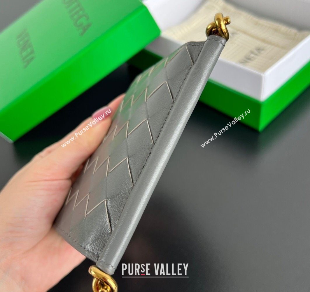 Bottega Veneta Solstice Small Bi-Fold Wallet in Intrecciato Leather Grey 2025 788055 (WT-251119069)