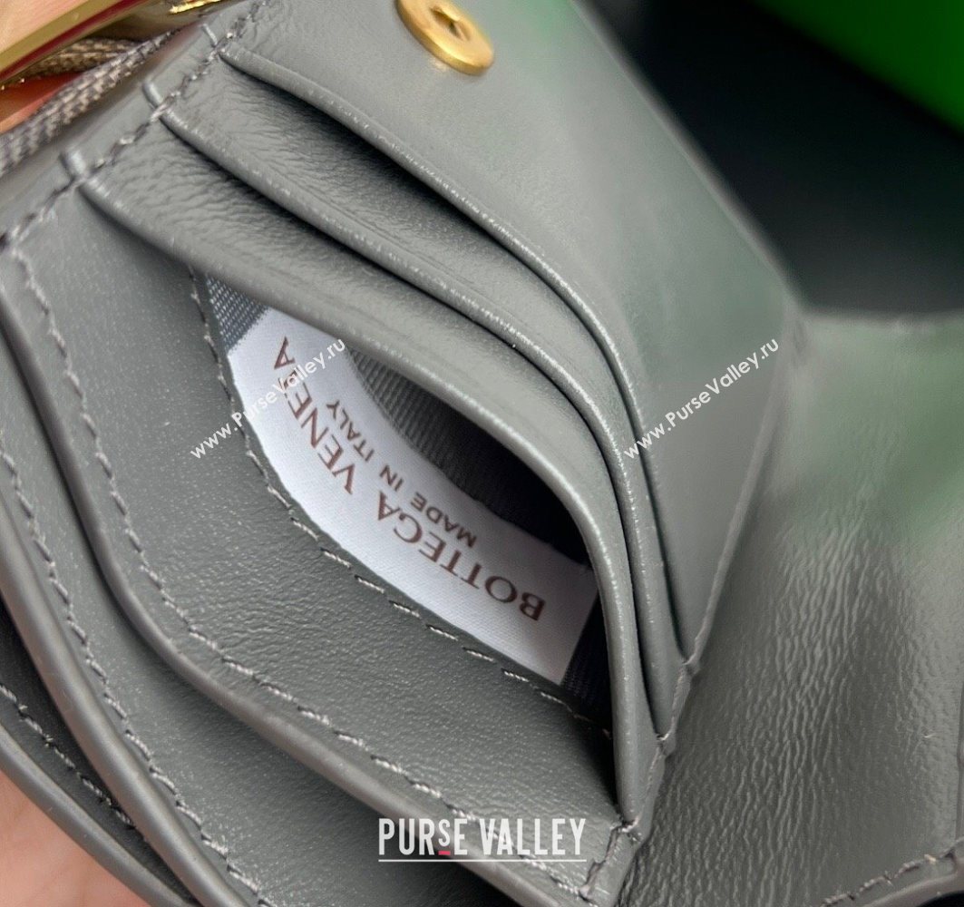 Bottega Veneta Solstice Small Bi-Fold Wallet in Intrecciato Leather Grey 2025 788055 (WT-251119069)