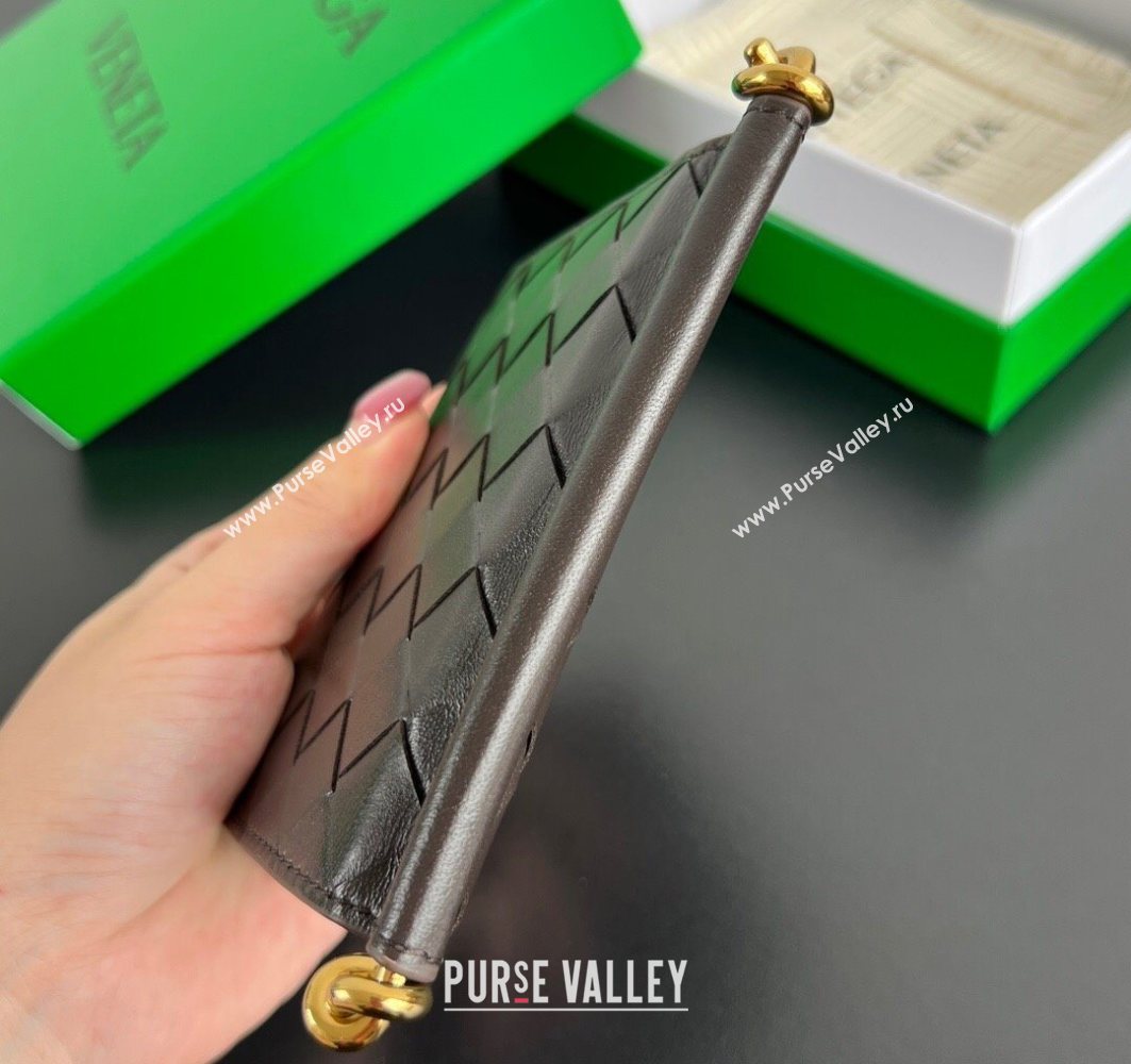 Bottega Veneta Solstice Small Bi-Fold Wallet in Intrecciato Leather Fondant Brown 2025 788055 (WT-251119070)