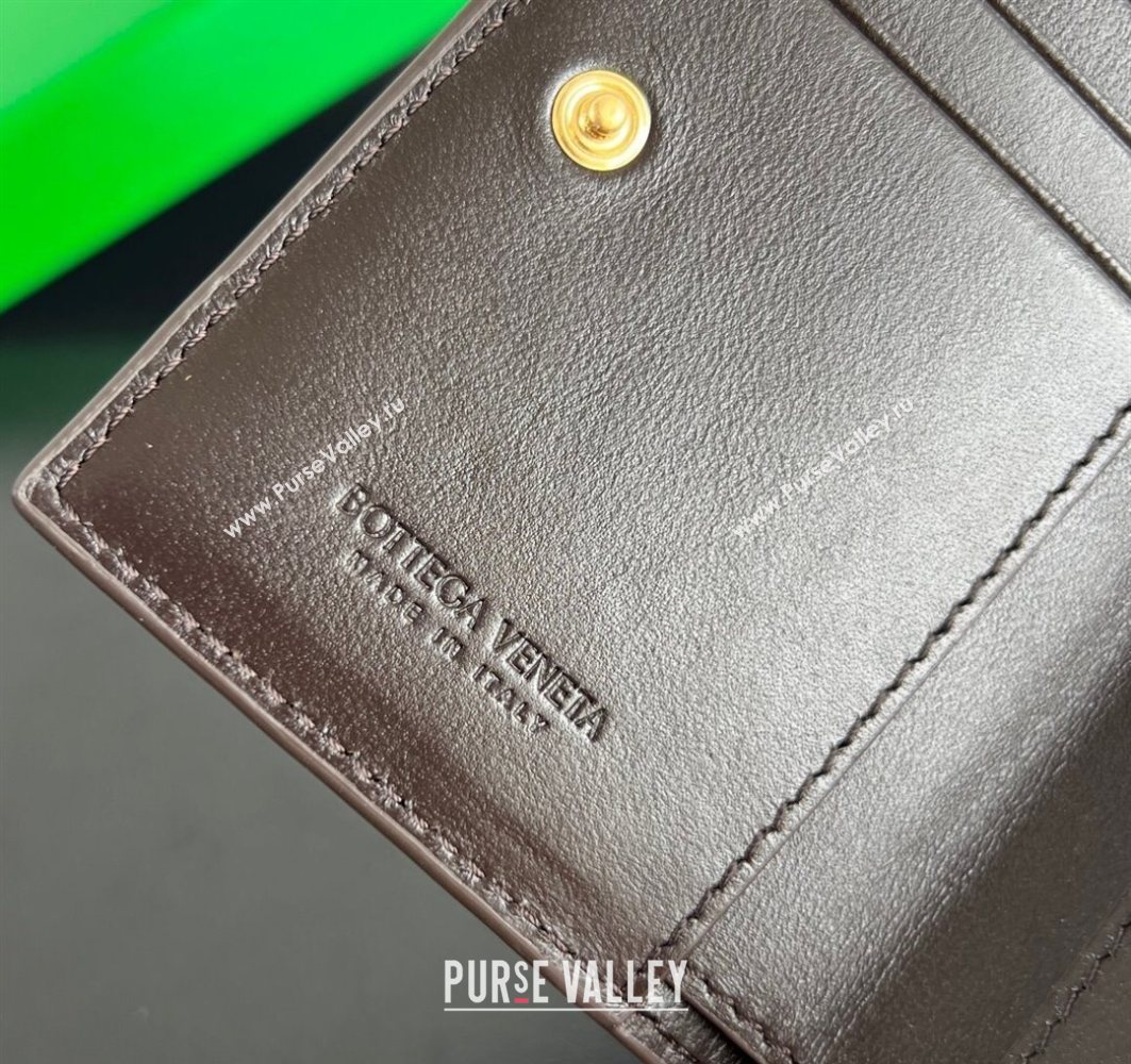 Bottega Veneta Solstice Small Bi-Fold Wallet in Intrecciato Leather Fondant Brown 2025 788055 (WT-251119070)