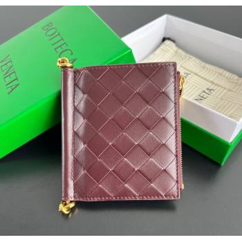 Bottega Veneta Solstice Small Bi-Fold Wallet in Intrecciato Leather Barolo Red 2025 788055 (WT-251119071)