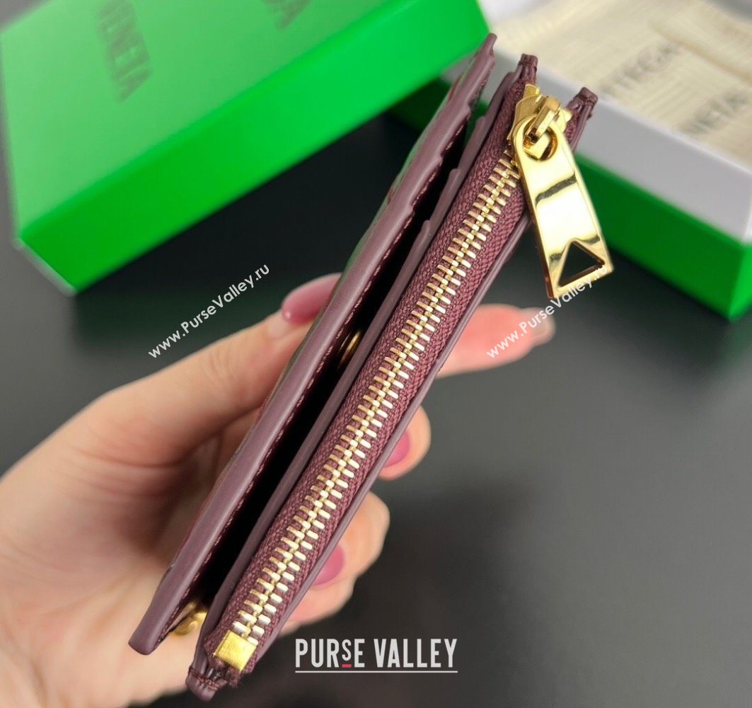 Bottega Veneta Solstice Small Bi-Fold Wallet in Intrecciato Leather Barolo Red 2025 788055 (WT-251119071)