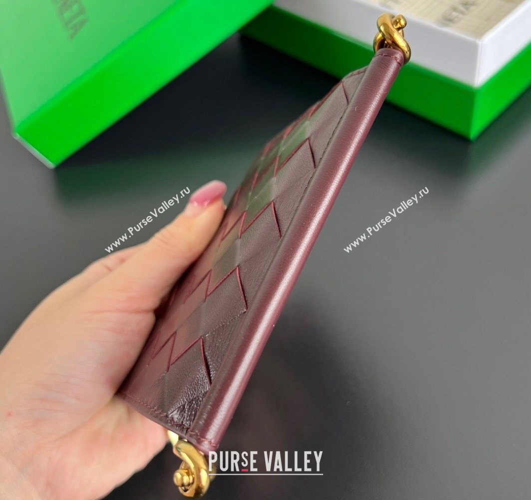 Bottega Veneta Solstice Small Bi-Fold Wallet in Intrecciato Leather Barolo Red 2025 788055 (WT-251119071)