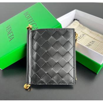 Bottega Veneta Solstice Small Bi-Fold Wallet in Intrecciato Leather Black 2025 788055 (WT-251119072)