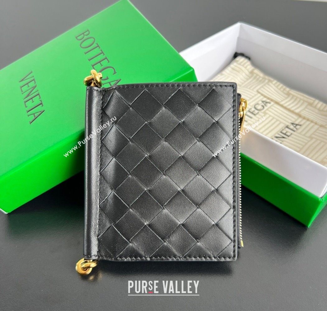 Bottega Veneta Solstice Small Bi-Fold Wallet in Intrecciato Leather Black 2025 788055 (WT-251119072)