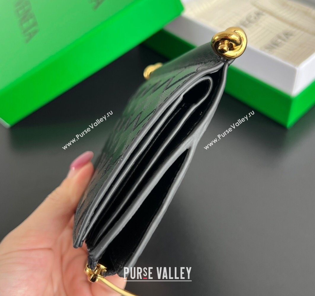 Bottega Veneta Solstice Small Bi-Fold Wallet in Intrecciato Leather Black 2025 788055 (WT-251119072)