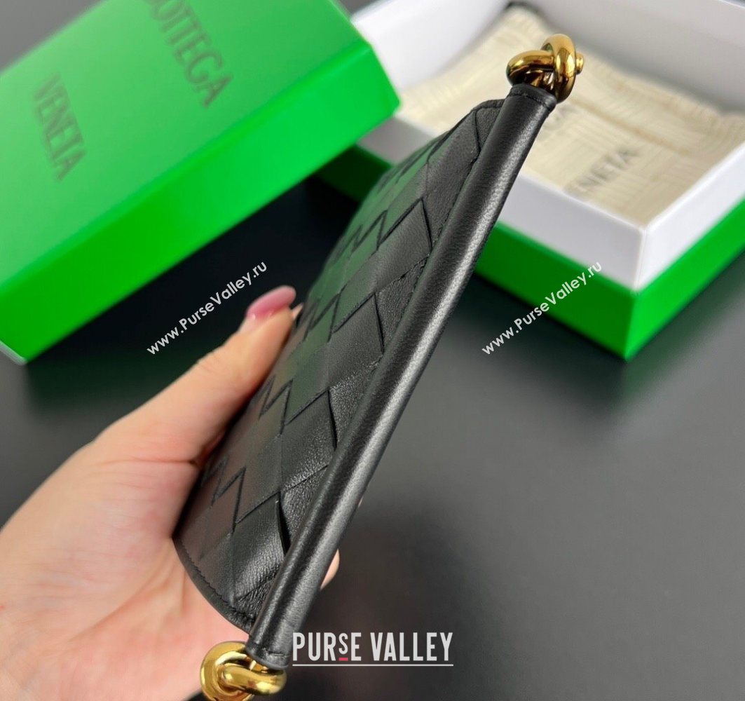 Bottega Veneta Solstice Small Bi-Fold Wallet in Intrecciato Leather Black 2025 788055 (WT-251119072)