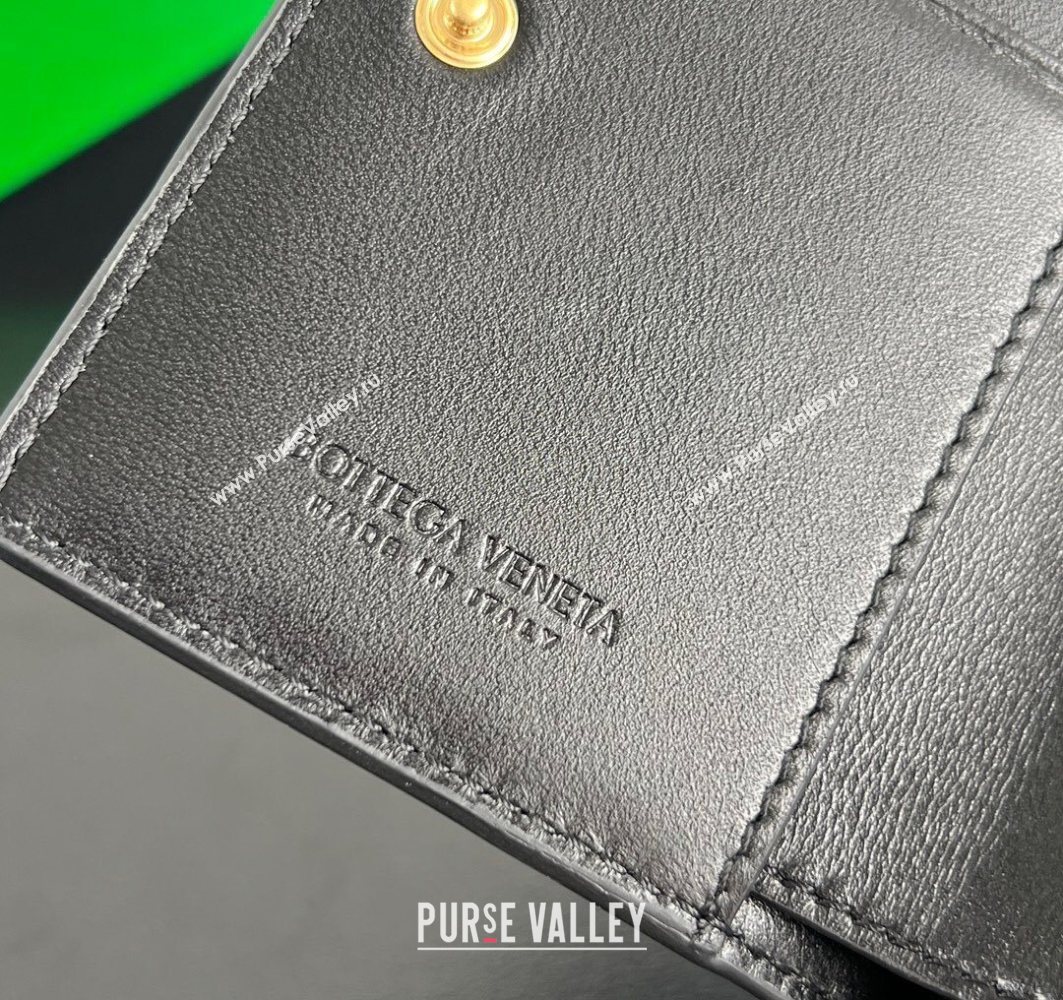 Bottega Veneta Solstice Small Bi-Fold Wallet in Intrecciato Leather Black 2025 788055 (WT-251119072)