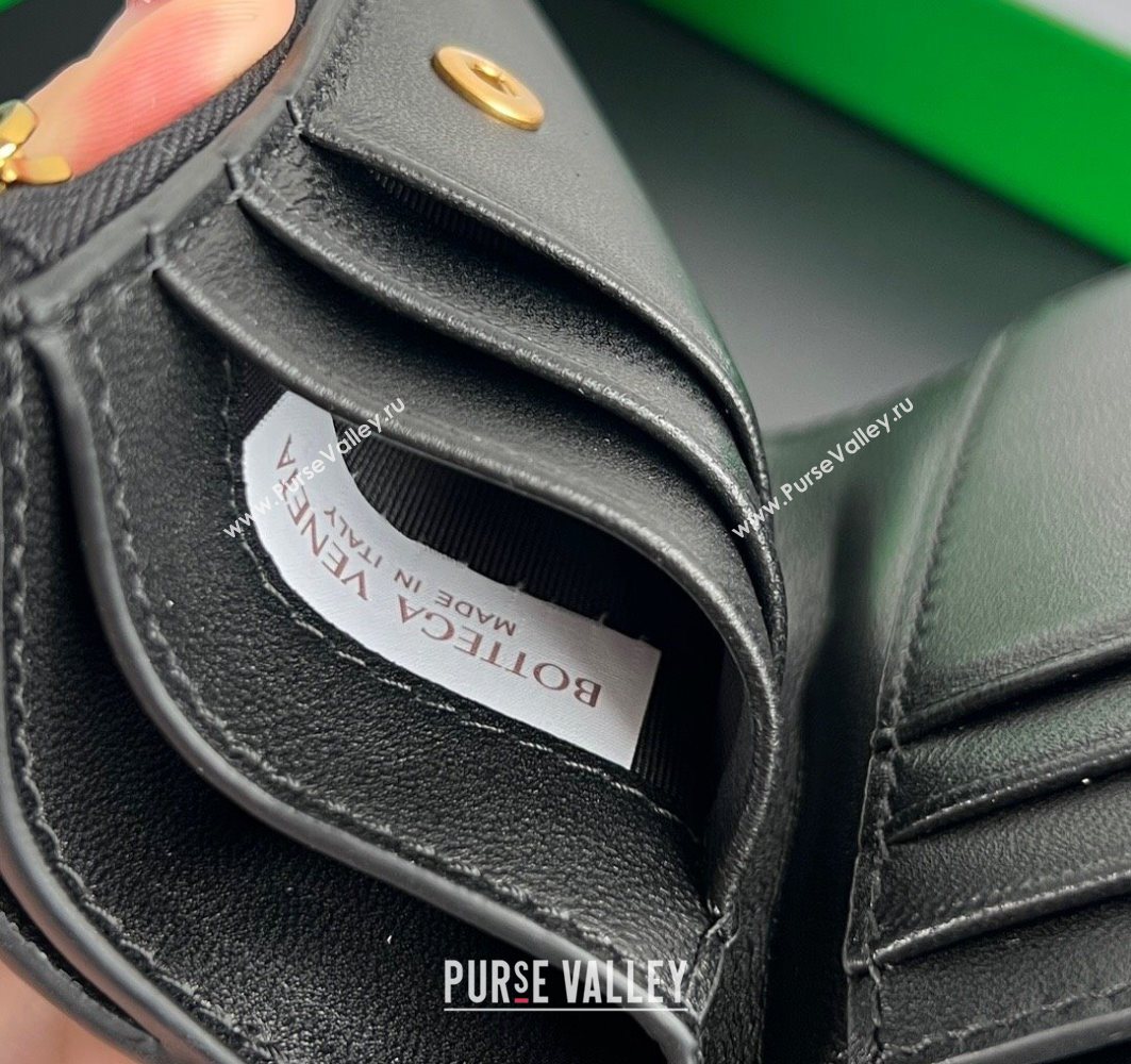 Bottega Veneta Solstice Small Bi-Fold Wallet in Intrecciato Leather Black 2025 788055 (WT-251119072)