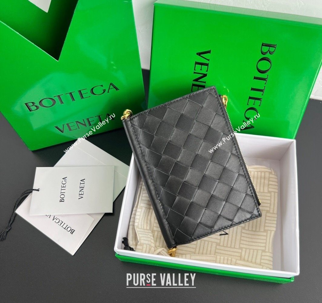 Bottega Veneta Solstice Medium Bi-Fold Wallet in Intrecciato Leather Black 2025 806078 (WT-251119073)