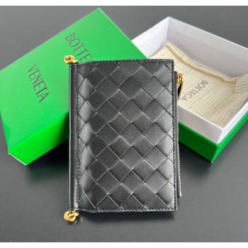 Bottega Veneta Solstice Medium Bi-Fold Wallet in Intrecciato Leather Black 2025 806078 (WT-251119073)