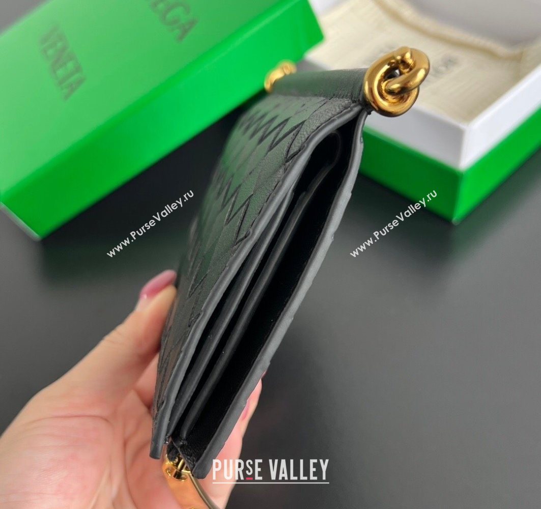Bottega Veneta Solstice Medium Bi-Fold Wallet in Intrecciato Leather Black 2025 806078 (WT-251119073)