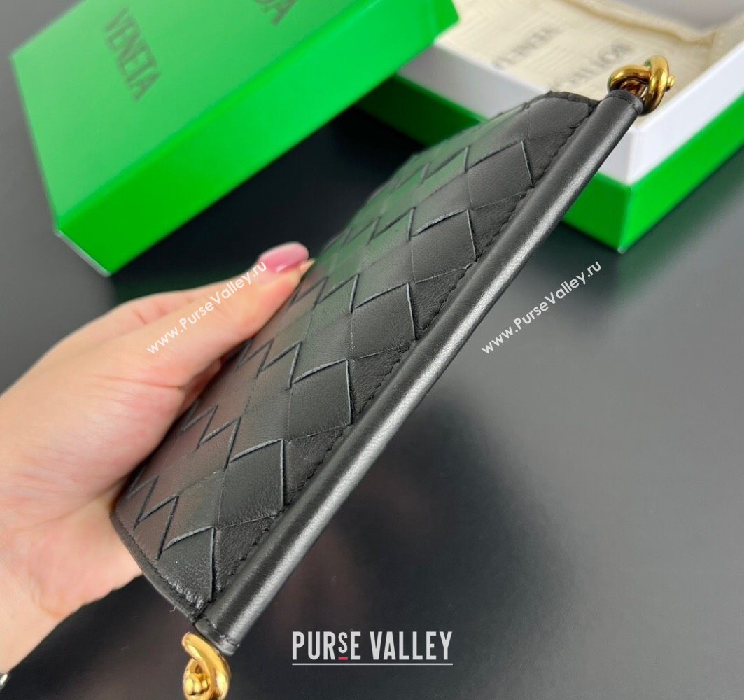 Bottega Veneta Solstice Medium Bi-Fold Wallet in Intrecciato Leather Black 2025 806078 (WT-251119073)