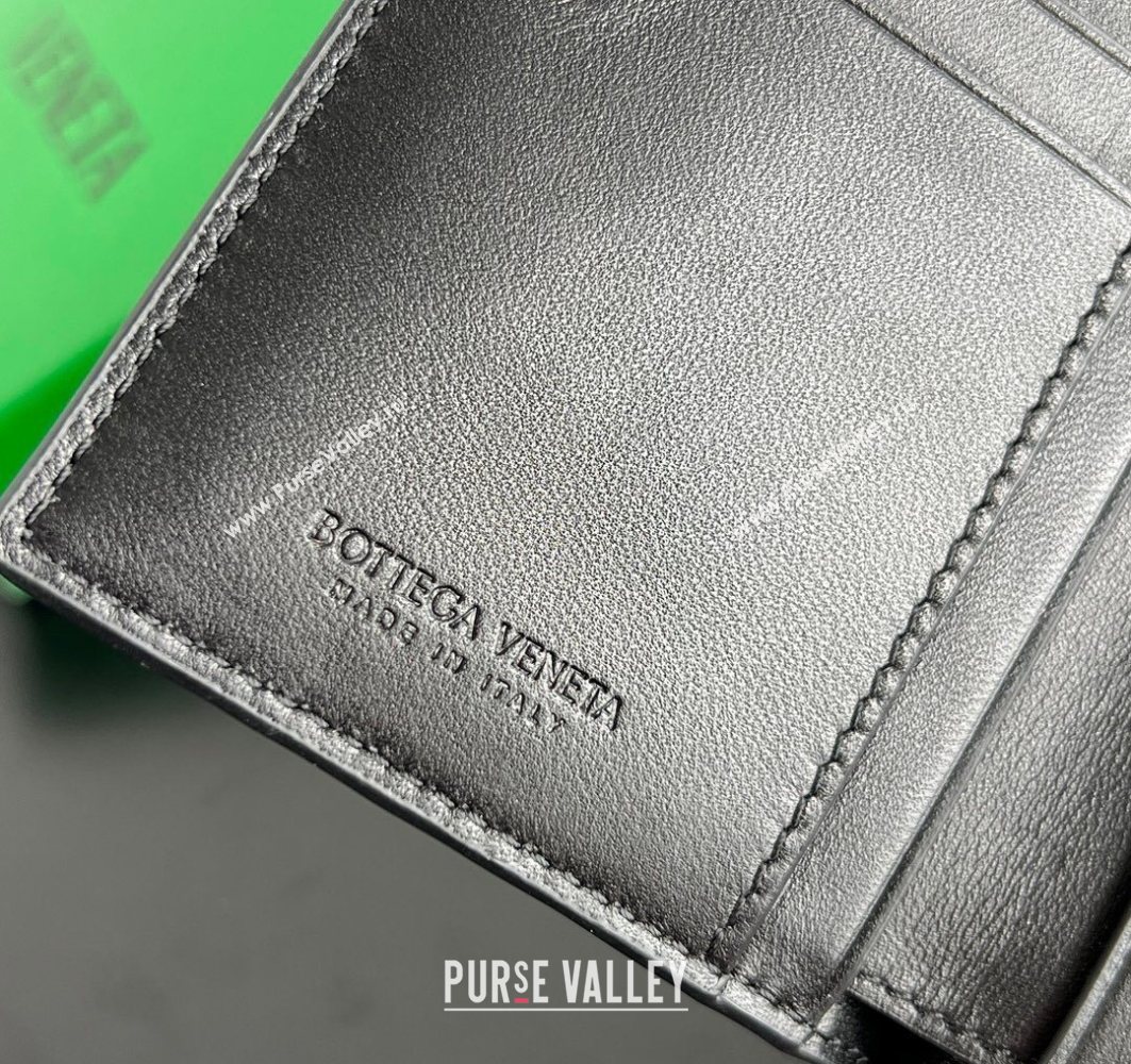Bottega Veneta Solstice Medium Bi-Fold Wallet in Intrecciato Leather Black 2025 806078 (WT-251119073)