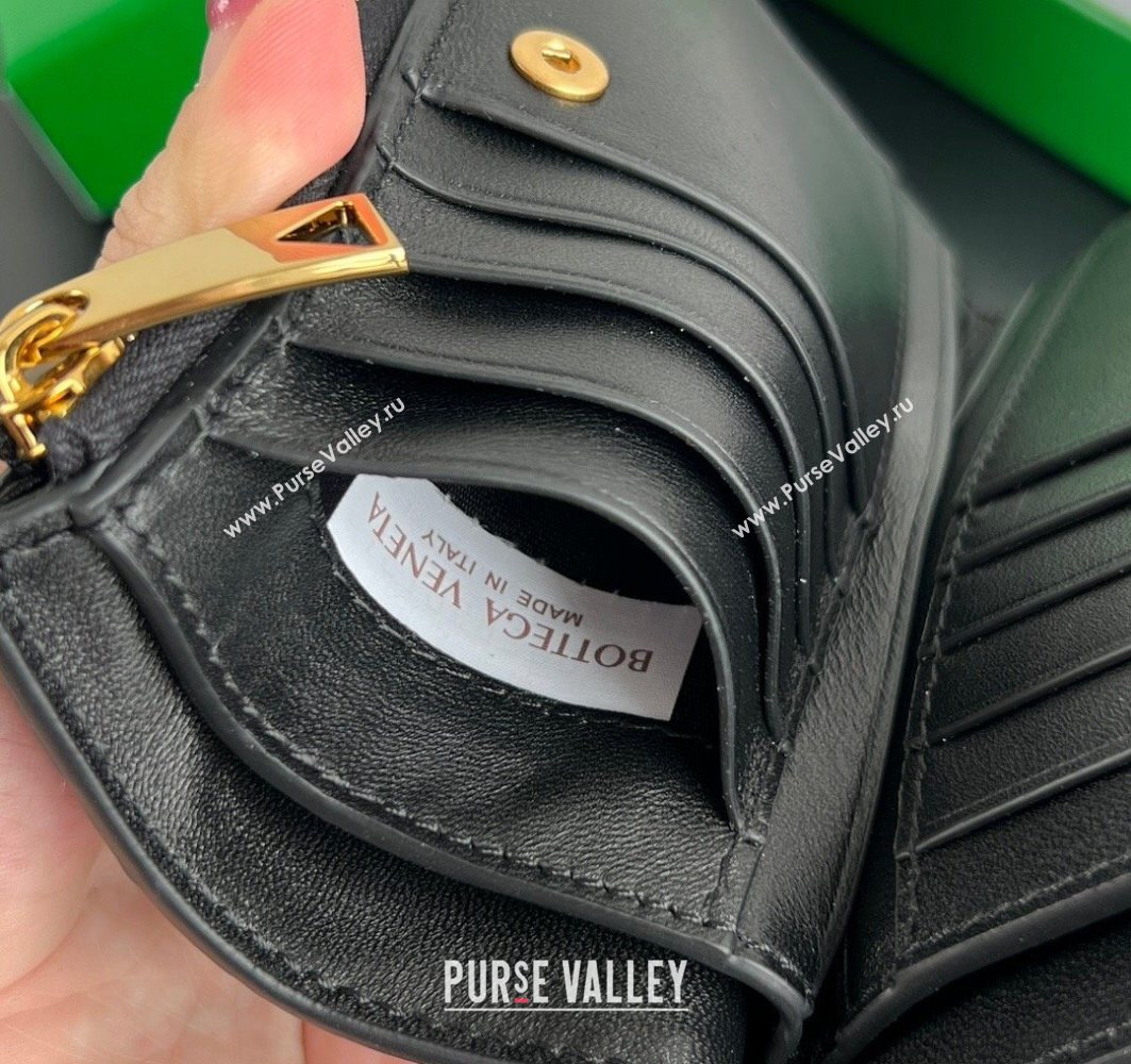 Bottega Veneta Solstice Medium Bi-Fold Wallet in Intrecciato Leather Black 2025 806078 (WT-251119073)