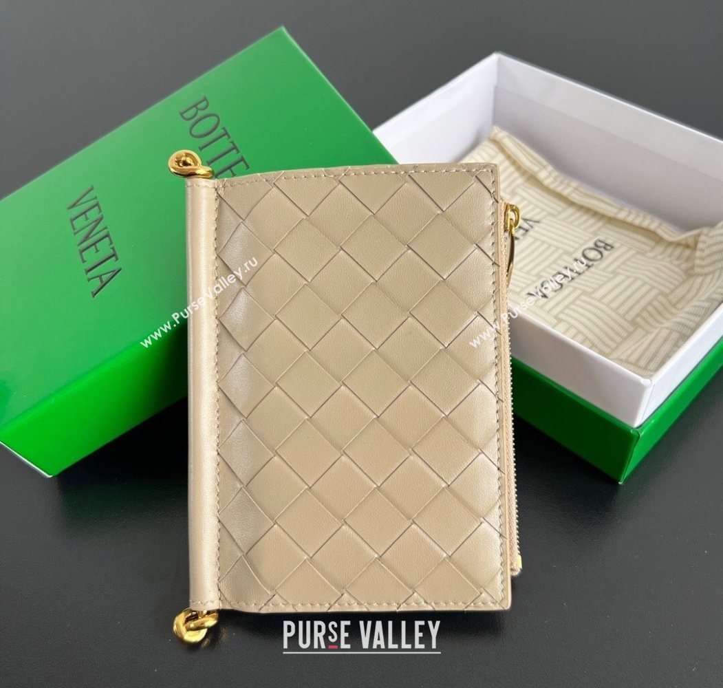 Bottega Veneta Solstice Medium Bi-Fold Wallet in Intrecciato Leather Beige 2025 806078 (WT-251119074)