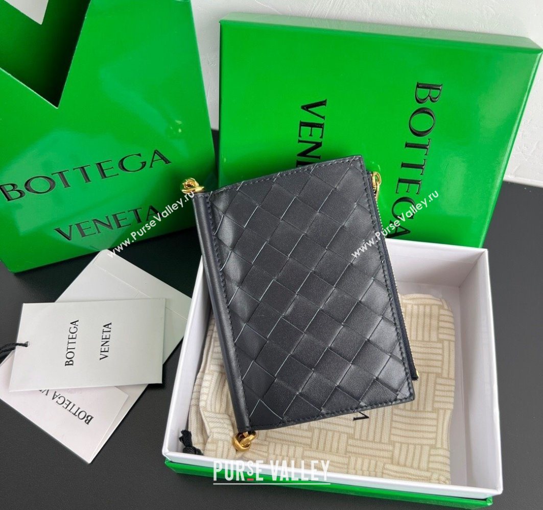 Bottega Veneta Solstice Medium Bi-Fold Wallet in Intrecciato Leather Blue 2025 806078 (WT-251119075)