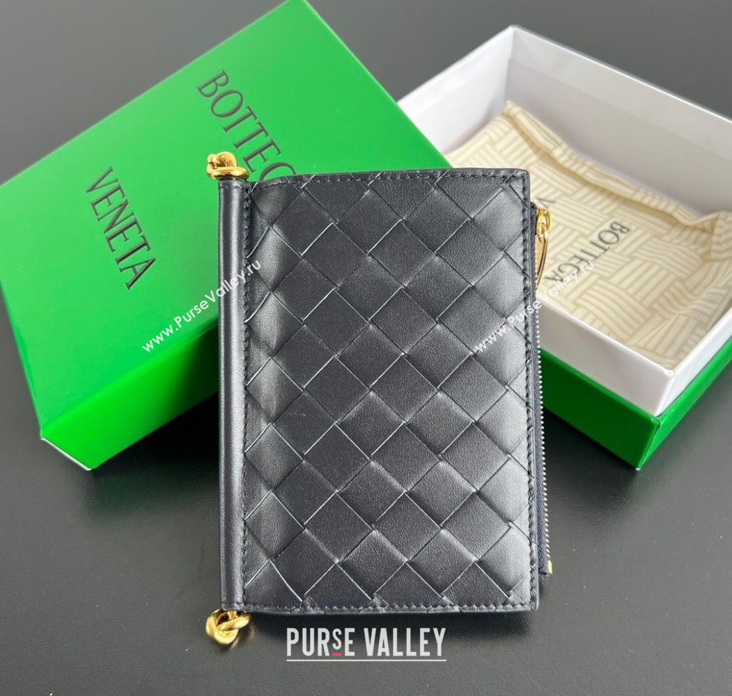 Bottega Veneta Solstice Medium Bi-Fold Wallet in Intrecciato Leather Blue 2025 806078 (WT-251119075)