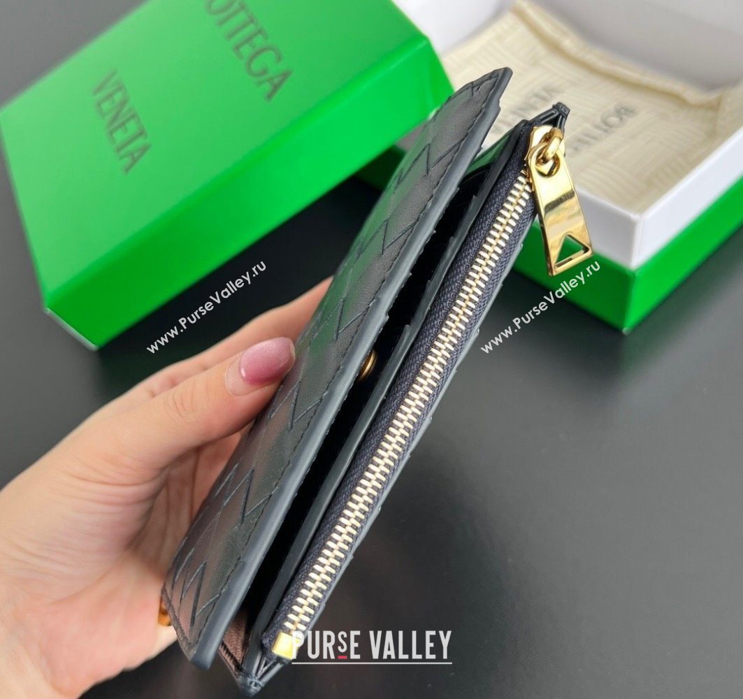 Bottega Veneta Solstice Medium Bi-Fold Wallet in Intrecciato Leather Blue 2025 806078 (WT-251119075)