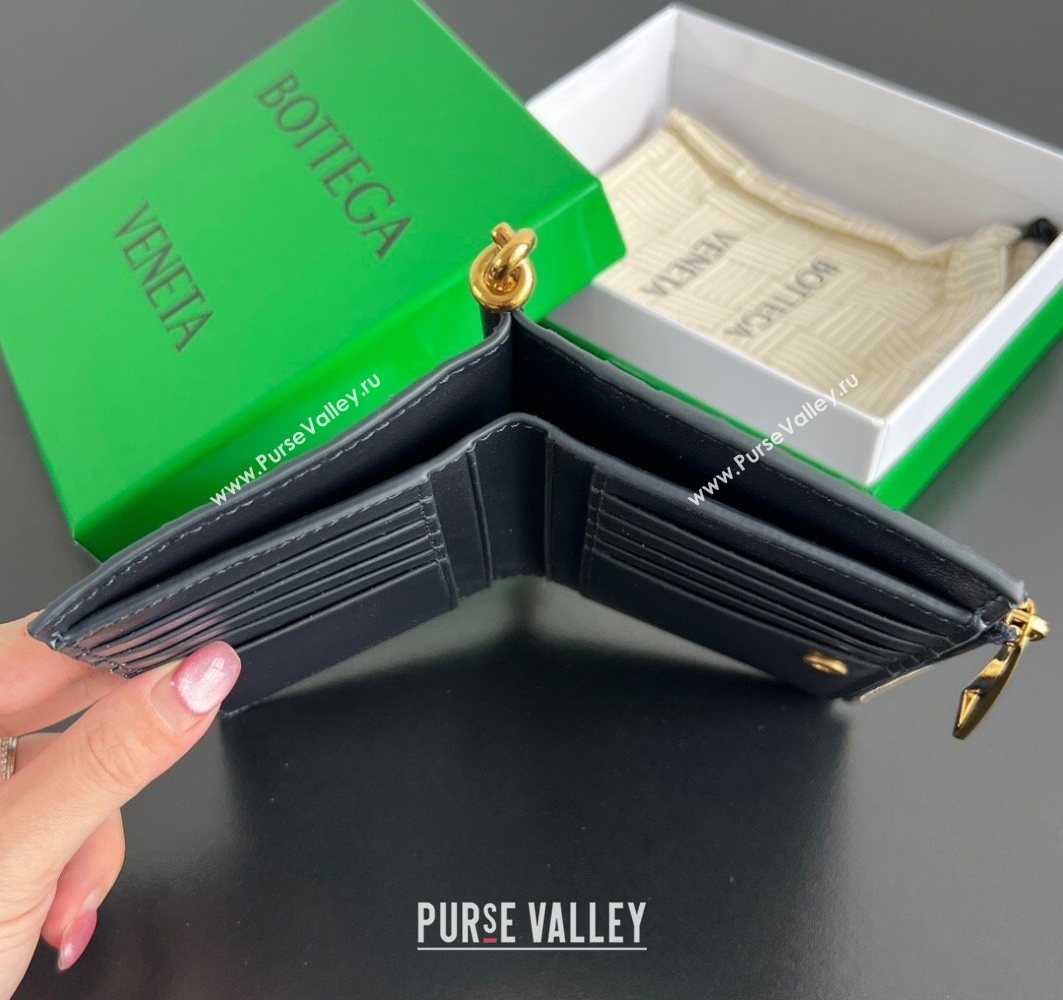 Bottega Veneta Solstice Medium Bi-Fold Wallet in Intrecciato Leather Blue 2025 806078 (WT-251119075)