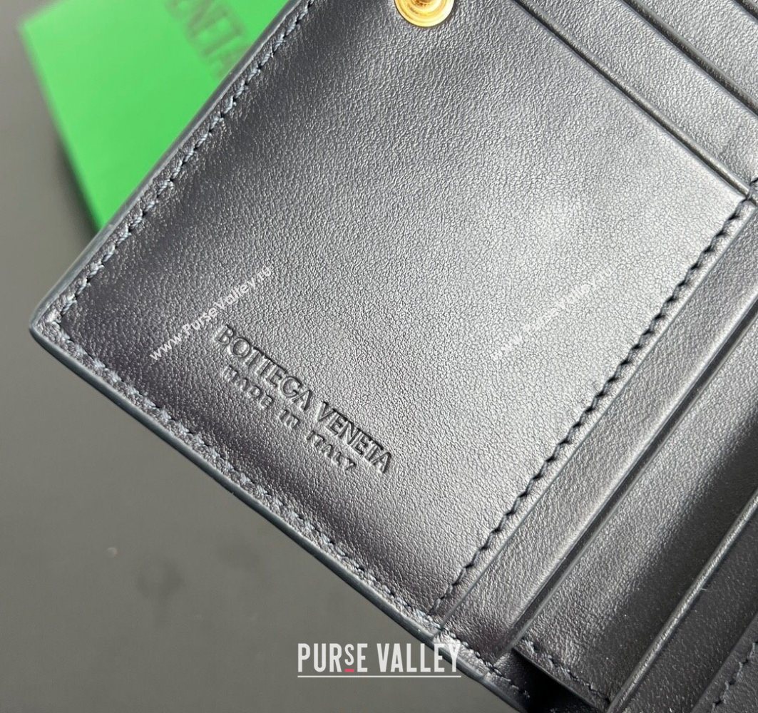 Bottega Veneta Solstice Medium Bi-Fold Wallet in Intrecciato Leather Blue 2025 806078 (WT-251119075)