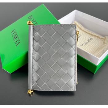 Bottega Veneta Solstice Medium Bi-Fold Wallet in Intrecciato Leather Grey 2025 806078 (WT-251119077)